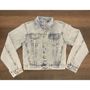 Jess Lea Rhinestone Light Wash Denim Jacket
